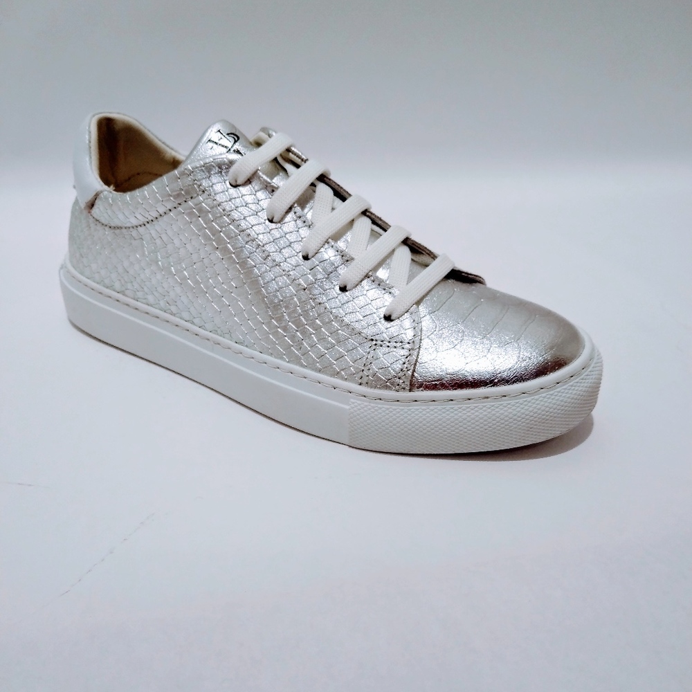 Metallic Leather Low-Top Sneaker